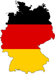Germany map outline vector with flag.