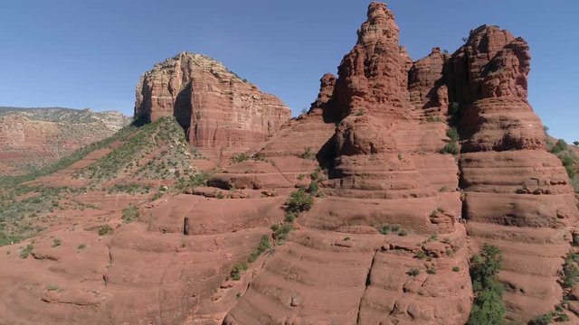 Aerial of Sedona with the sandstone formations