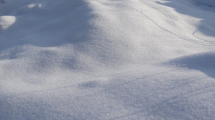 The texture of the snow and shadows.