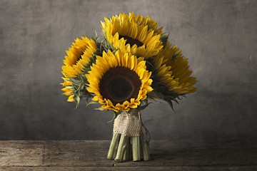 Sun flowers on a table