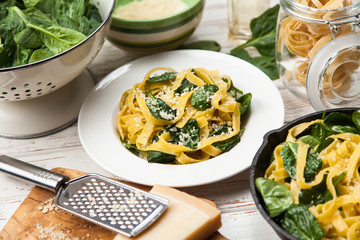 Spinach tagliatelle pasta