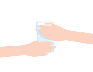Woman hands holding glass of water
