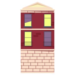 Urban house in flat design. Old buildings in european style isolated on white background. Vector illustration.