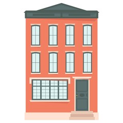 Obraz premium Urban house in flat design. Old buildings in european style isolated on white background. Vector illustration.