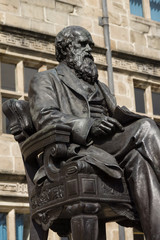 Fototapeta na wymiar Charles Darwin statue erected in 1897 in the English town of Shrewsbury where he was born