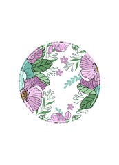 Flower frame for greeting card, wedding invitation design with flowers and leaves. Hand painted floral background for your text. Template.Vector illustration.