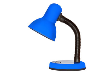 Table metal lamp of blue color isolated on white background