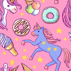 Beautiful hand drawn vector illustration unicorn.