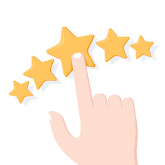 Hand Giving Star Rating. Feedback, consumer or customer rating, review, evaluation, satisfaction level