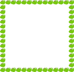 Obraz premium Green apples square photo frame or border isolated on white background.