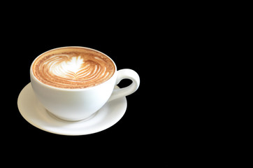 A cup of coffee on black background