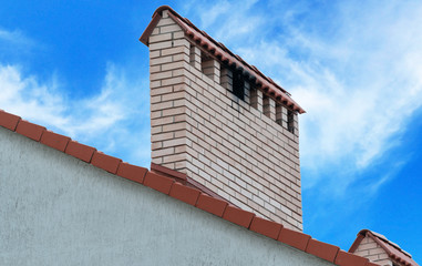 brick smokestack isolated on background sky