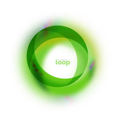 Loop circle business icon, created with glass transparent color shapes
