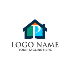 Real Estate and construction vector logo design template. letter P logo concept. Buildings abstract concept icon.