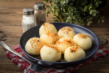 Potato dumplings with meat.
