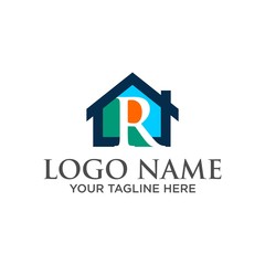 Real Estate and construction vector logo design template. letter R logo concept. Buildings abstract concept icon.