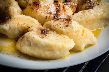 Lazy dumplings with cinnamon and sugar.