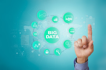 Big data technology and internet concept on the virtual screen.