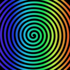 Fototapeta na wymiar Black rainbow round abstract vortex hypnotic spiral wallpaper.