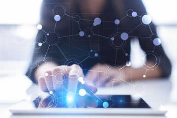 Template for text, Virtual screen Background with icons. Business, internet technology and networking concept.