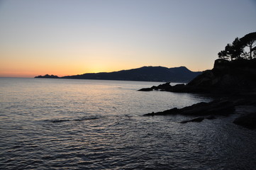 Fototapeta premium sunset in Zoagli, Liguria, Italy