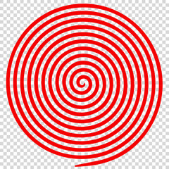 Red round abstract vortex hypnotic spiral.