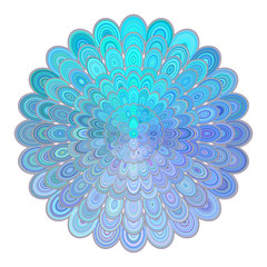Blue abstract floral mandala ornament design - circular vector love concept graphic