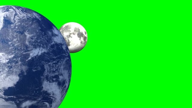 Pianeta terra con Luna su schermo chroma key