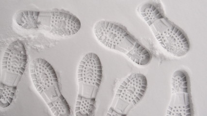 Footprints in the snow.