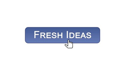 Fresh ideas web interface button clicked with mouse cursor, violet color, design