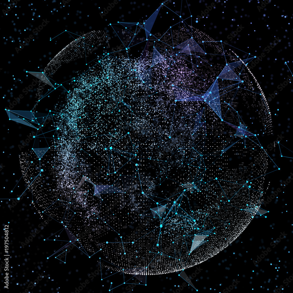 Poster communication of people in a social network without boundaries. connection lines around earth globe.