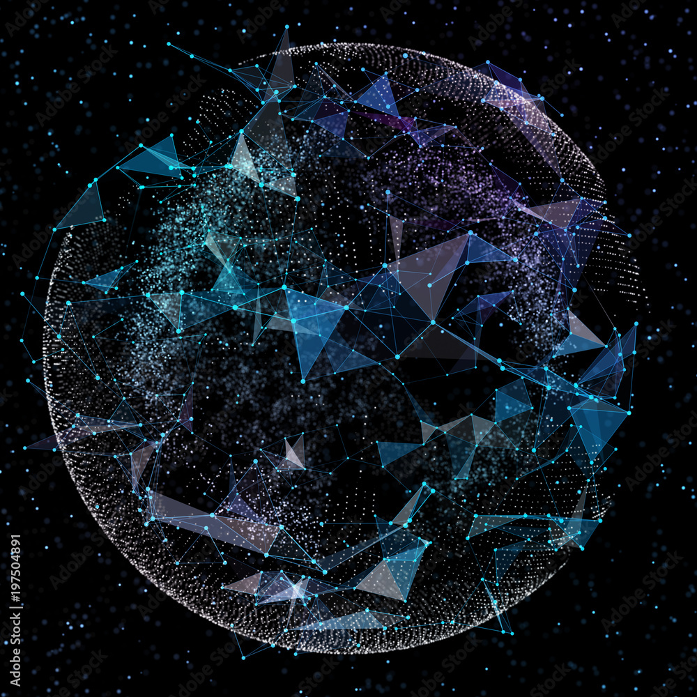 Aufkleber communication of people in a social network without boundaries. connection lines around earth globe.