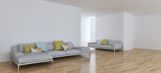 Fototapeta premium Modern bright interiors apartment 3D rendering illustration