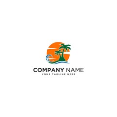 beach travel logo vector