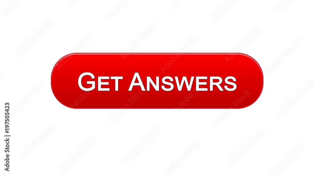Wall mural get answers web interface button red color, online consultation, site design