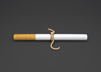 World No Tobacco Day, Stop smoking concept,  Cigarette with rope. 3D illustration