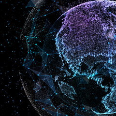 Data exchange and global network over the world 3d illustration