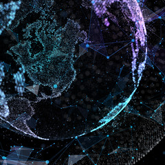 Communication in digital network. Earth Globe. 3d illustration