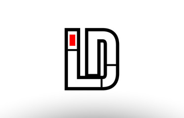 red and black alphabet letter ld l d logo combination icon design - obrazy, fototapety, plakaty