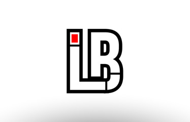 red and black alphabet letter lb l b logo combination icon design