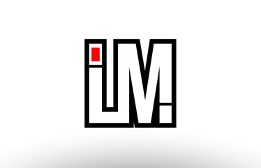 red and black alphabet letter lm l m logo combination icon design