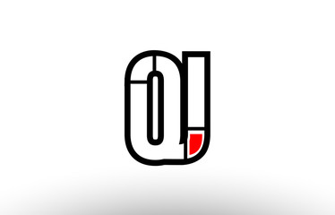 red and black alphabet letter oj o j logo combination icon design