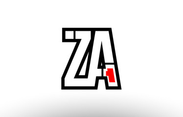 red and black alphabet letter za z a logo combination icon design