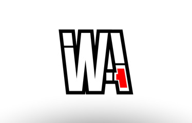 red and black alphabet letter wa w a logo combination icon design