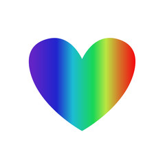 Vector rainbow multicolored gradient heart icon, clip art