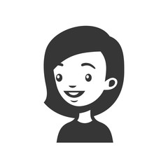 Cute Young Woman Avatar. Cartoon Monochrome Userpic. Vector