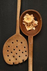 wooden spoon with musli