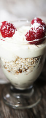 dessert framboises et crème fraiche fibres