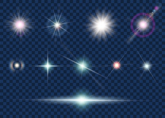 Set of light effect and star