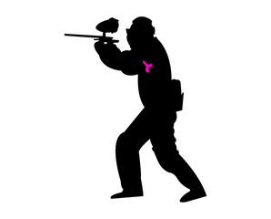 Man with a paintball gun silhouette